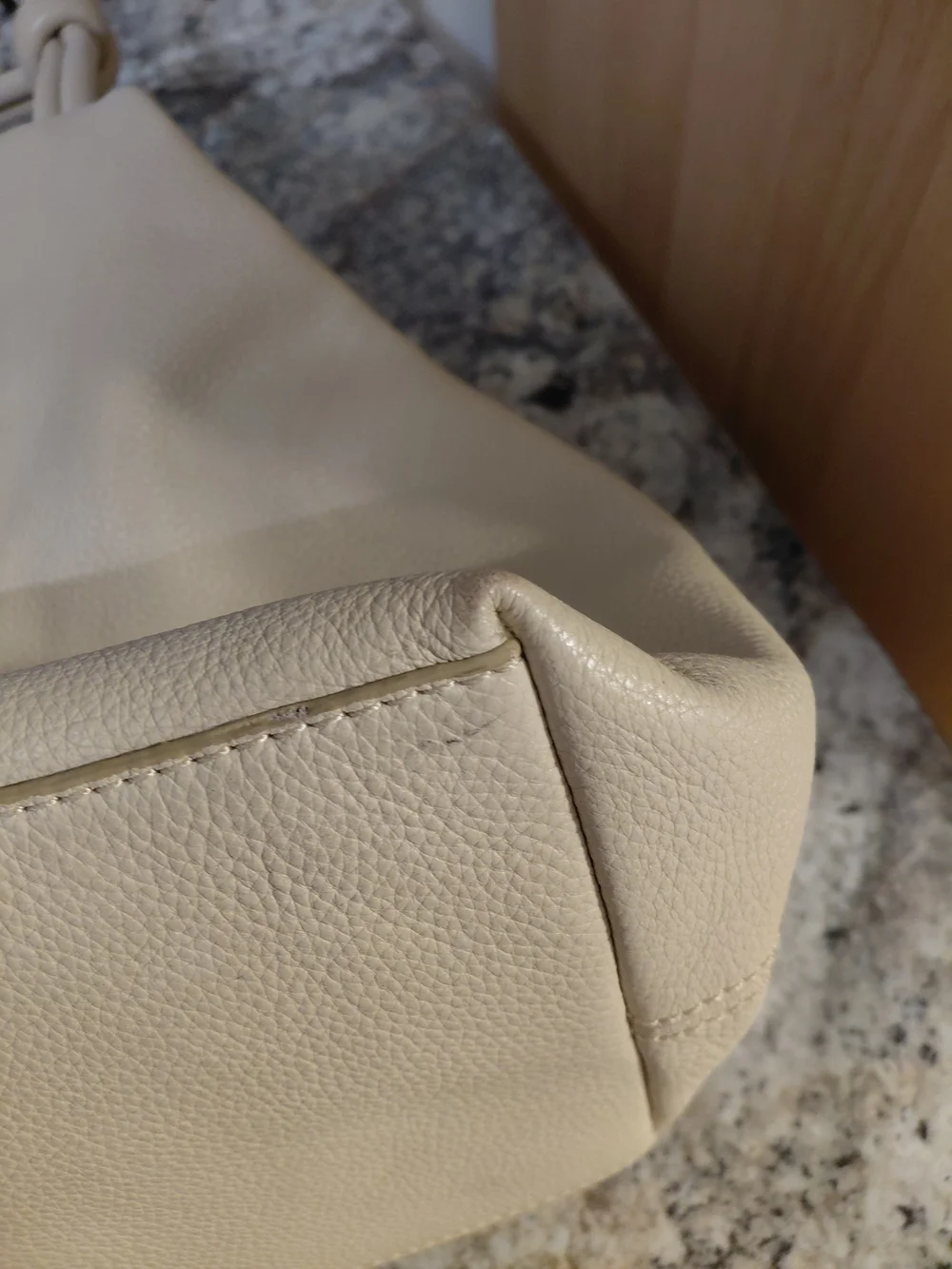 Vince Camuto Cream Pebbled Leather Knotted-Handle Hobo Bag Purse